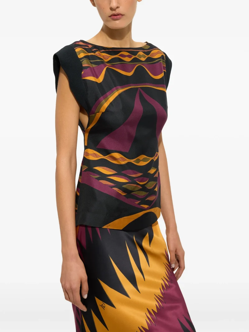 Top PUCCI Dune Print Silk visiniu - imagine 5