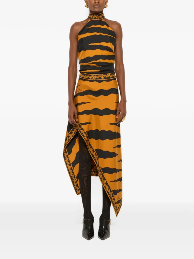 Top PUCCI Fiamme Print Halter Top auriu - imagine 4