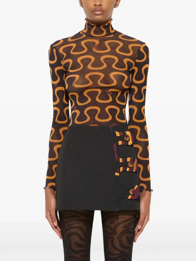 Alternative view of Top Pucci Onda Print High-Neck Tulle multicolor