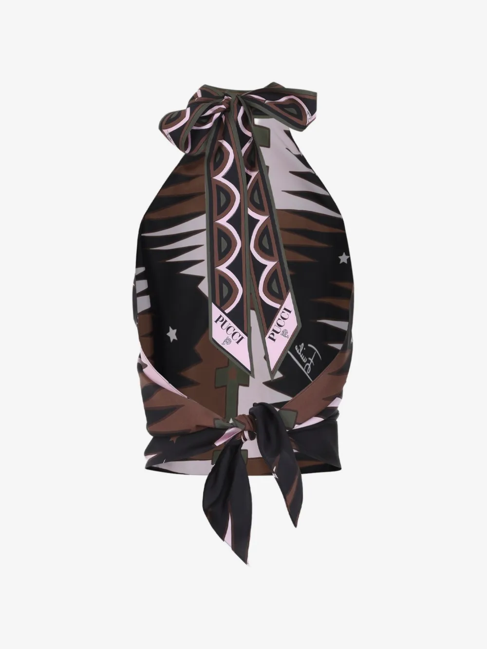 Top PUCCI Printed Silk Halterneck multicolor - imagine 2