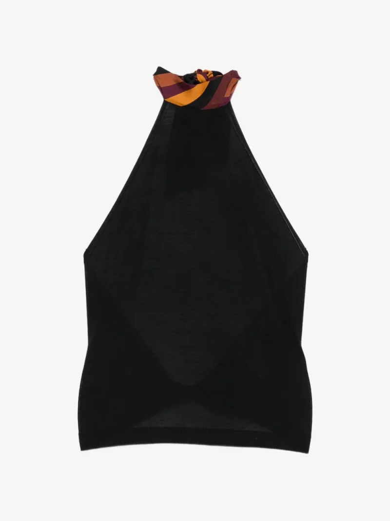 Top PUCCI Silk-Trim Halterneck negru