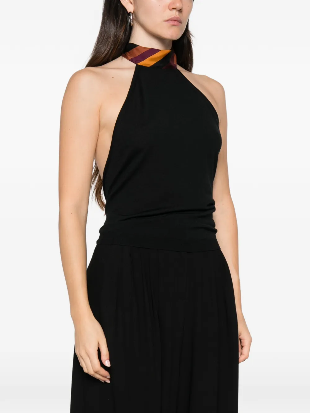 Top PUCCI Silk-Trim Halterneck negru - imagine 3