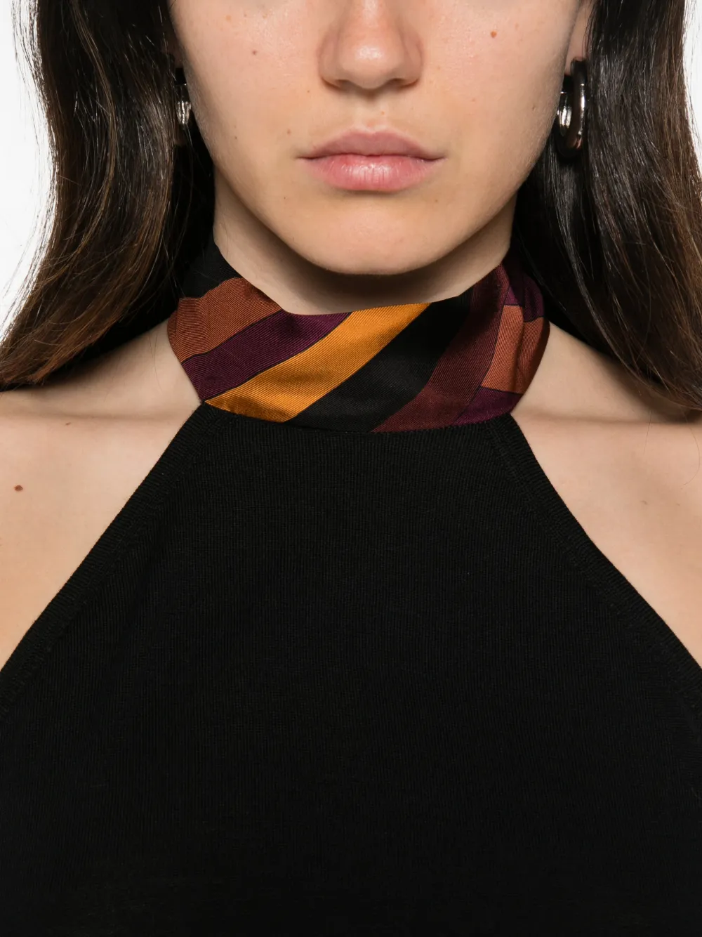 Top PUCCI Silk-Trim Halterneck negru - imagine 5