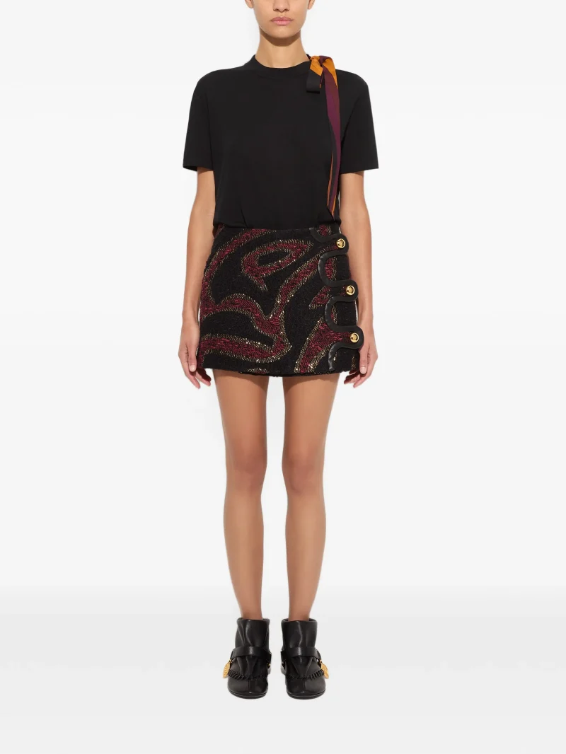 Top Pucci Wool T-shirt Scarf Detail negru - imagine 4