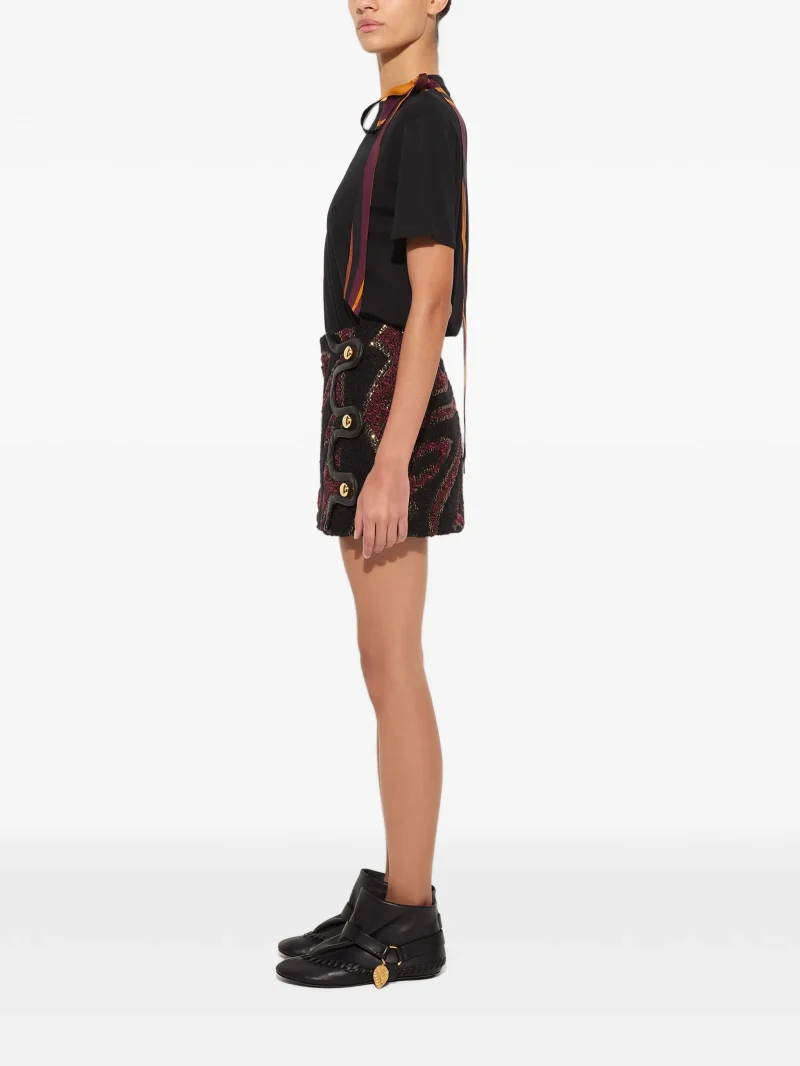 Top Pucci Wool T-shirt Scarf Detail negru - imagine 3