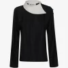 Top Rohe Button-Shoulder Satin negru