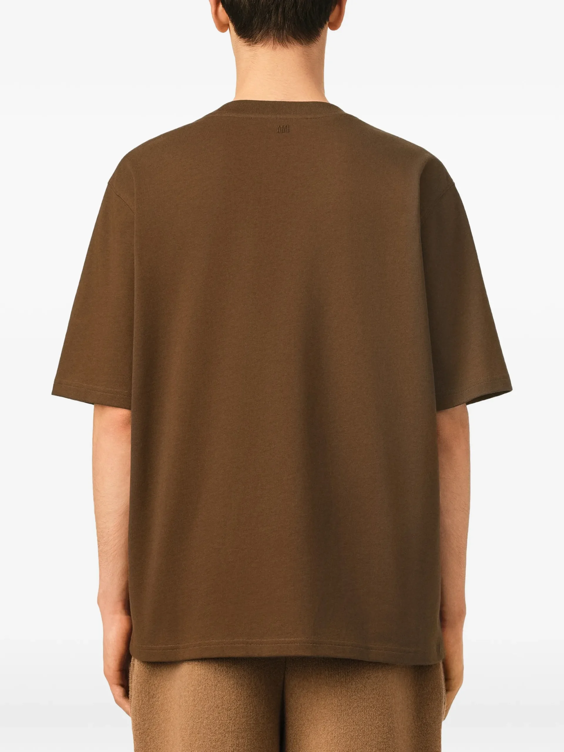 Tricou Ami Paris Embossed Ami de Coeur maro - imagine 3