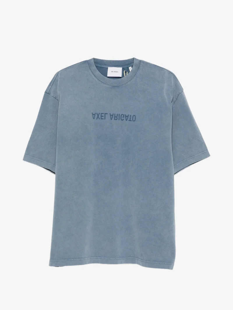Tricou Axel Arigato Distort Logo-Print albastru