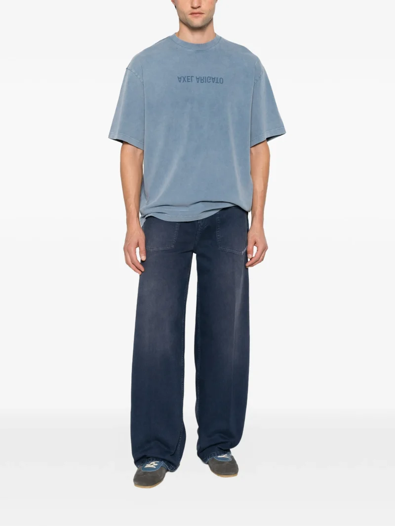 Tricou Axel Arigato Distort Logo-Print albastru - imagine 4