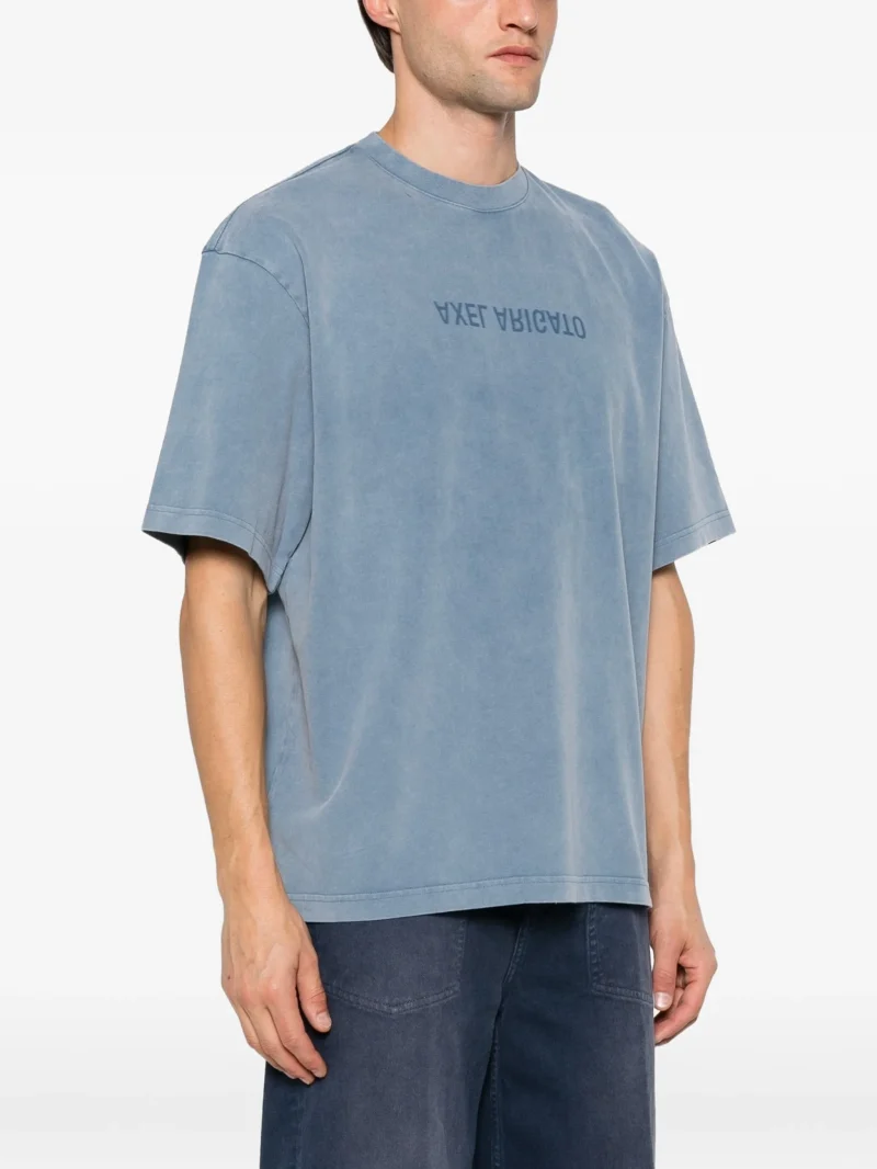 Tricou Axel Arigato Distort Logo-Print albastru - imagine 3