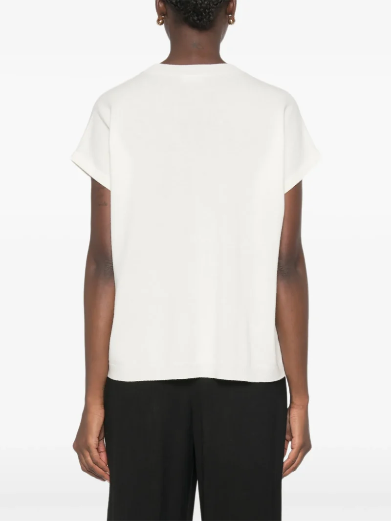 Alternative view of Tricou Fabiana Filippi Bead-Embellished Short-Sleeve alb