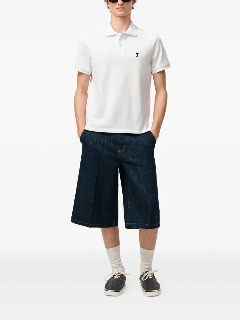 Tricou polo Ami Paris Ami de Coeur alb - imagine 4