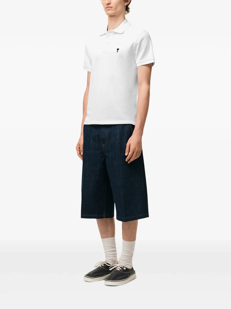 Tricou polo Ami Paris Ami de Coeur alb - imagine 3