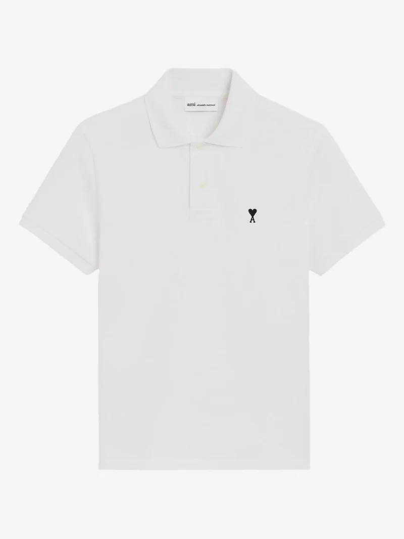 Tricou polo Ami Paris Ami de Coeur alb