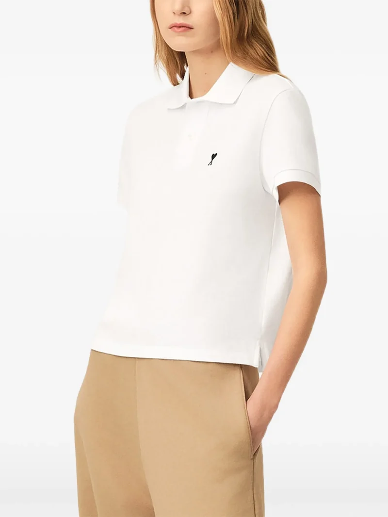 Tricou polo Ami Paris with Ami de Coeur alb - imagine 3