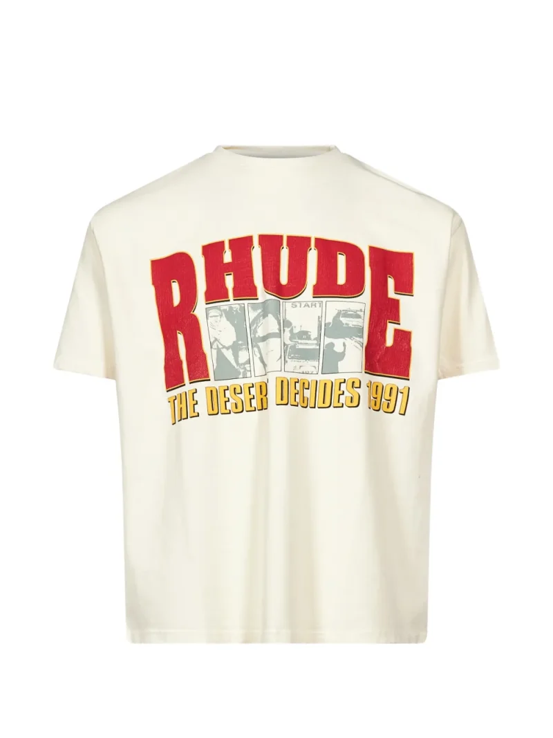 Tricou RHUDE graphic-print crem