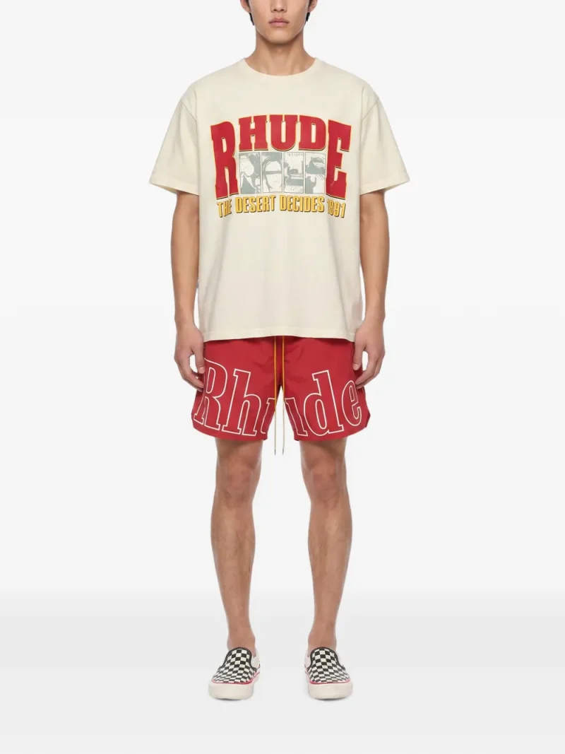 Alternative view of Tricou RHUDE graphic-print crem