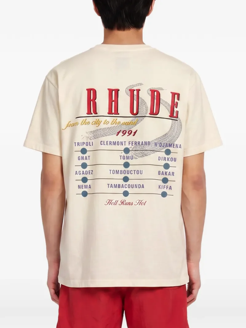 Tricou RHUDE graphic-print crem - imagine 3