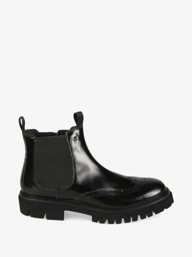 Ghete Baldinini Brogue-Detail Leather Chelsea negru