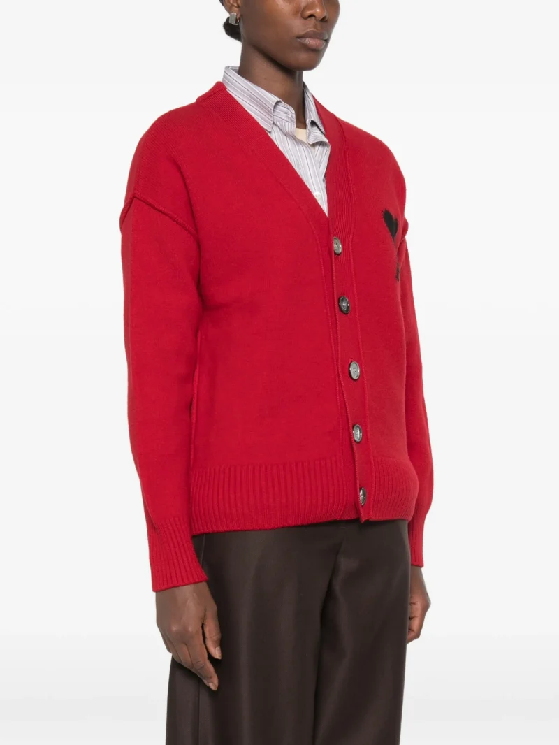 Cardigan Ami Paris Ami de Coeur rosu - imagine 4