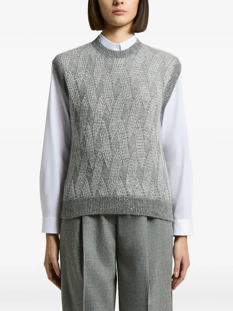 Vesta Peserico Sequin-Embellished Open-Knit gri