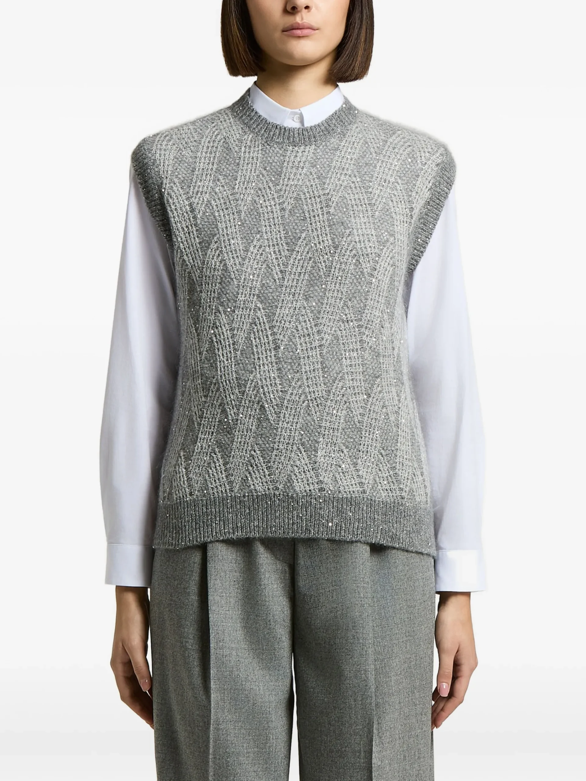 Vesta Peserico Sequin-Embellished Open-Knit gri