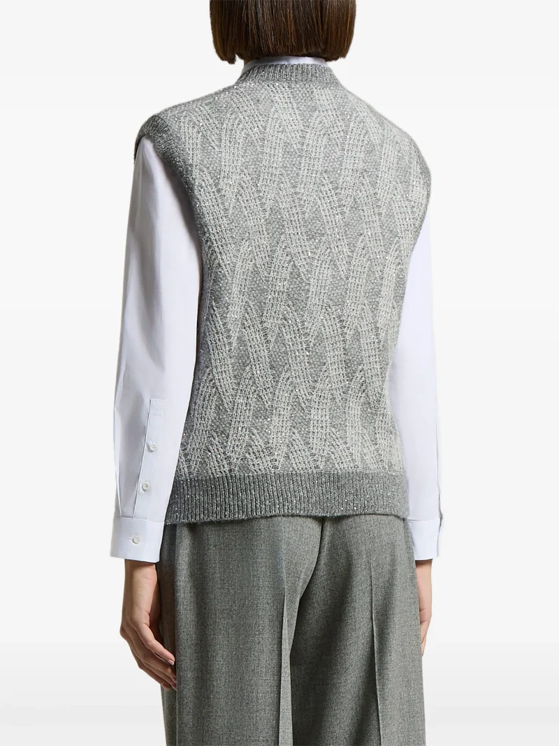 Alternative view of Vesta Peserico Sequin-Embellished Open-Knit gri