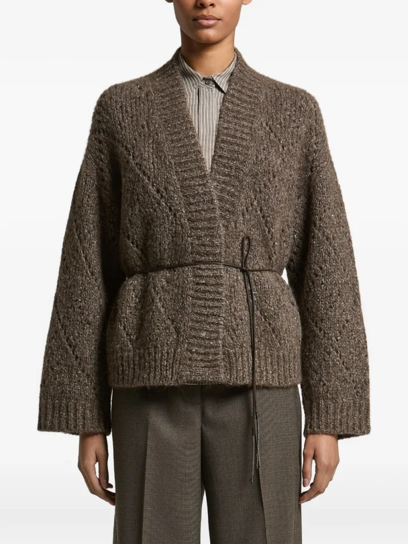 Cardigan Peserico Sequin-Embellished Blted bej