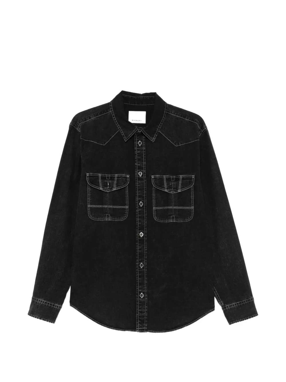 Camasa MARANT Viken Contrast-Stitch negru