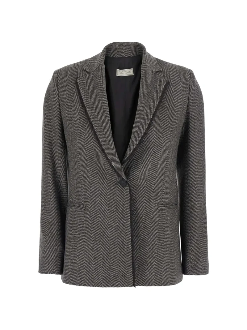 Sacou Antonelli Herringbone-Pattern Single-Breasted maro