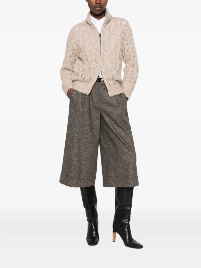 Cardigan Peserico Open-Knit Zip-Up bej - imagine 4
