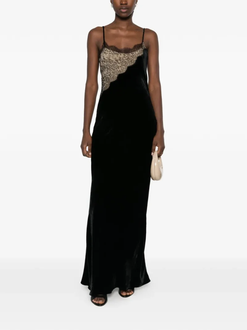 Rochie maxi Stella McCartney Lace-Panelled negru - imagine 4