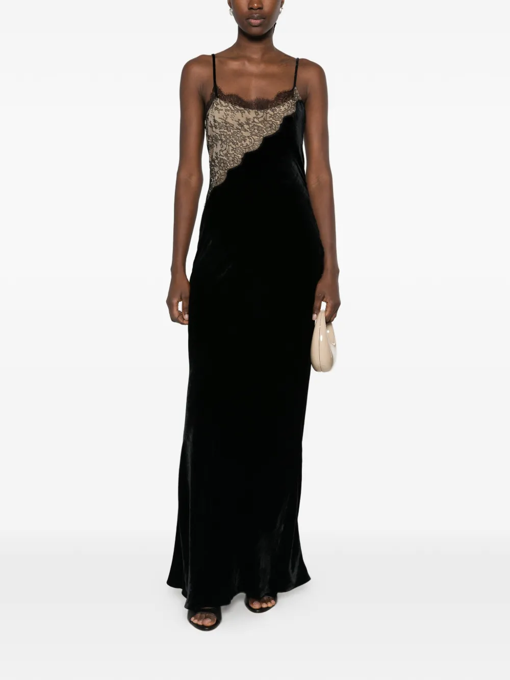 Rochie maxi Stella McCartney Lace-Panelled negru - imagine 4