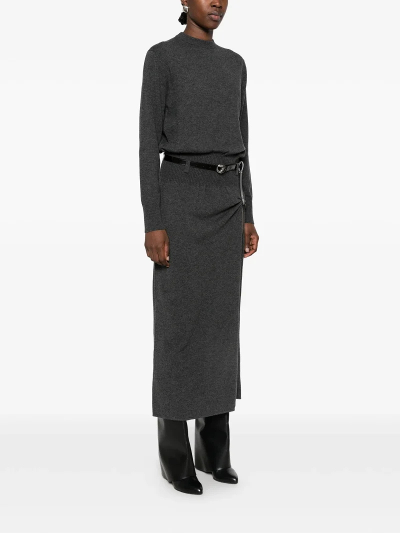 Rochie midi Coperni Belted Side-Slit gri - imagine 3