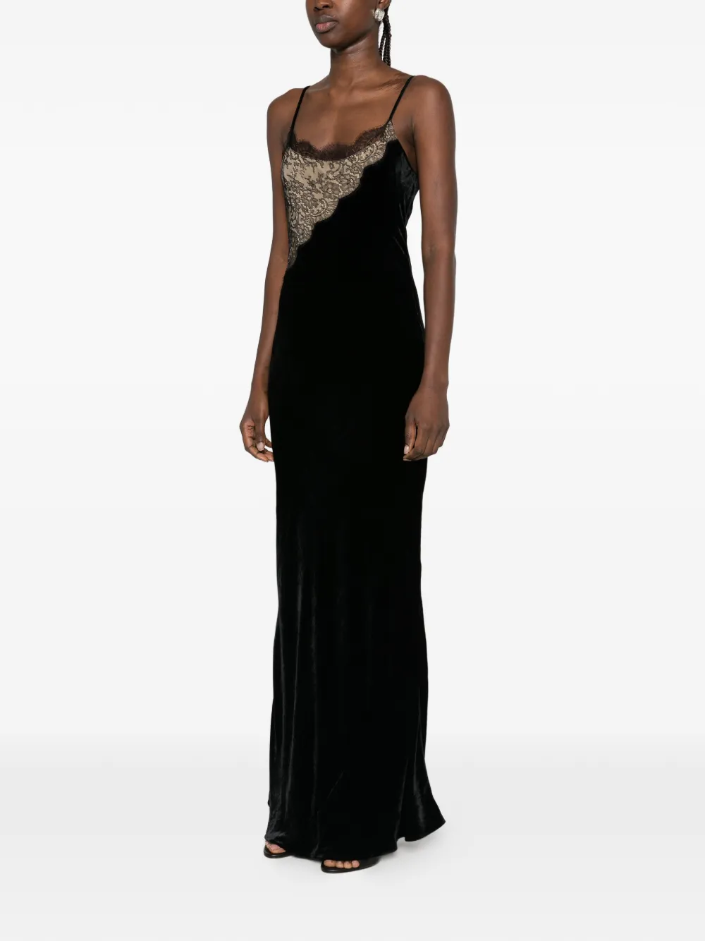 Rochie maxi Stella McCartney Lace-Panelled negru - imagine 3
