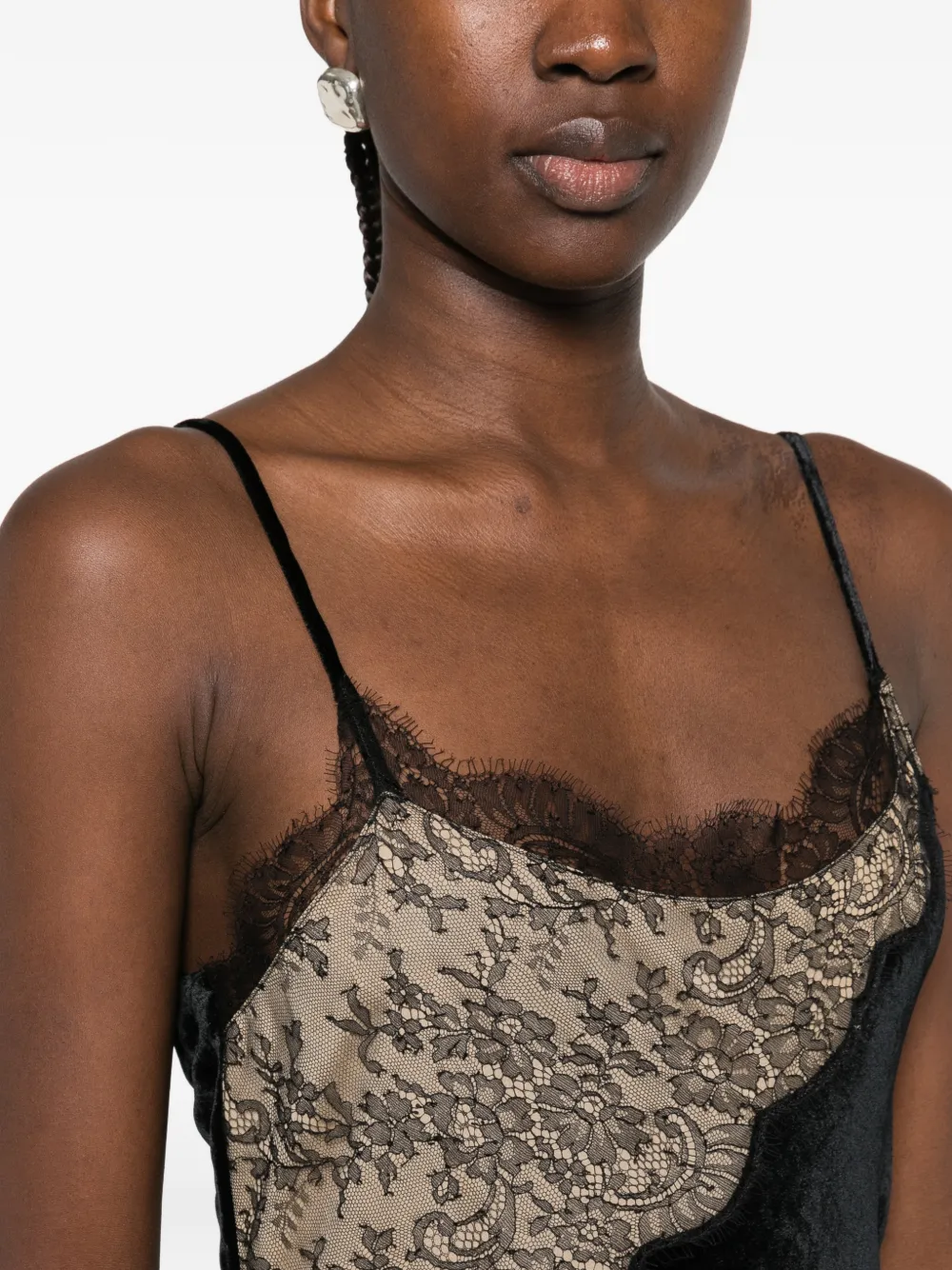 Rochie maxi Stella McCartney Lace-Panelled negru - imagine 5