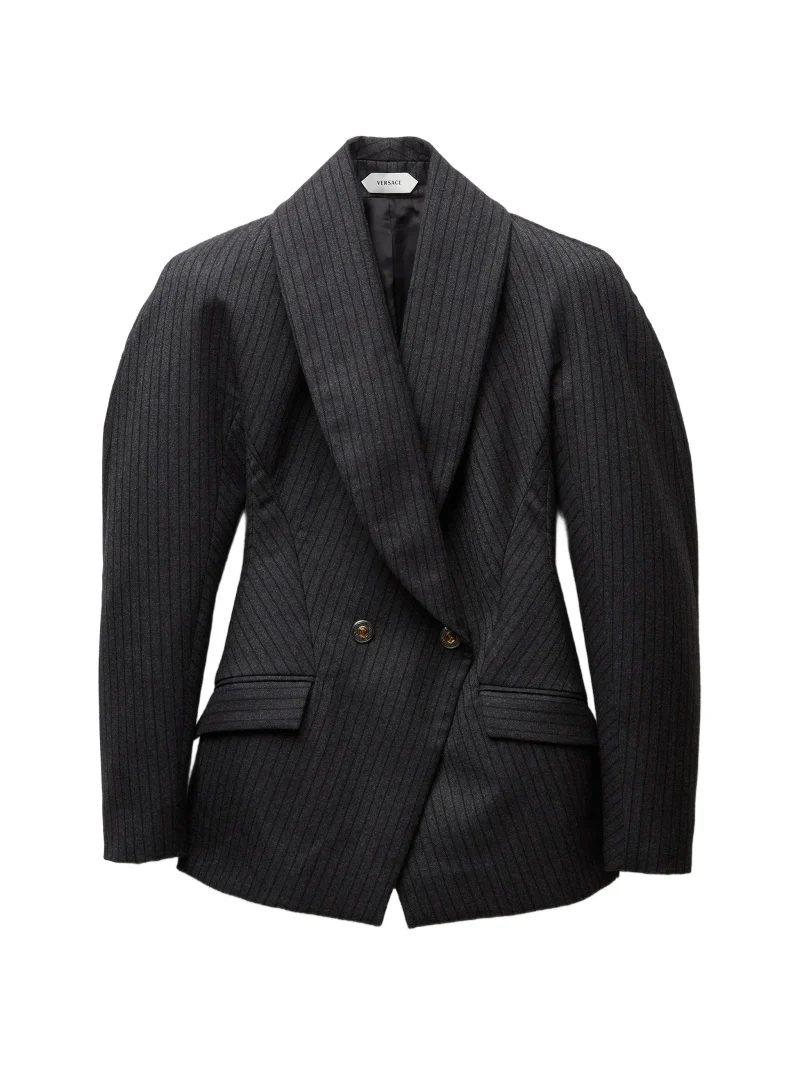 Sacou Versace Pinstripe Wool Twill gri