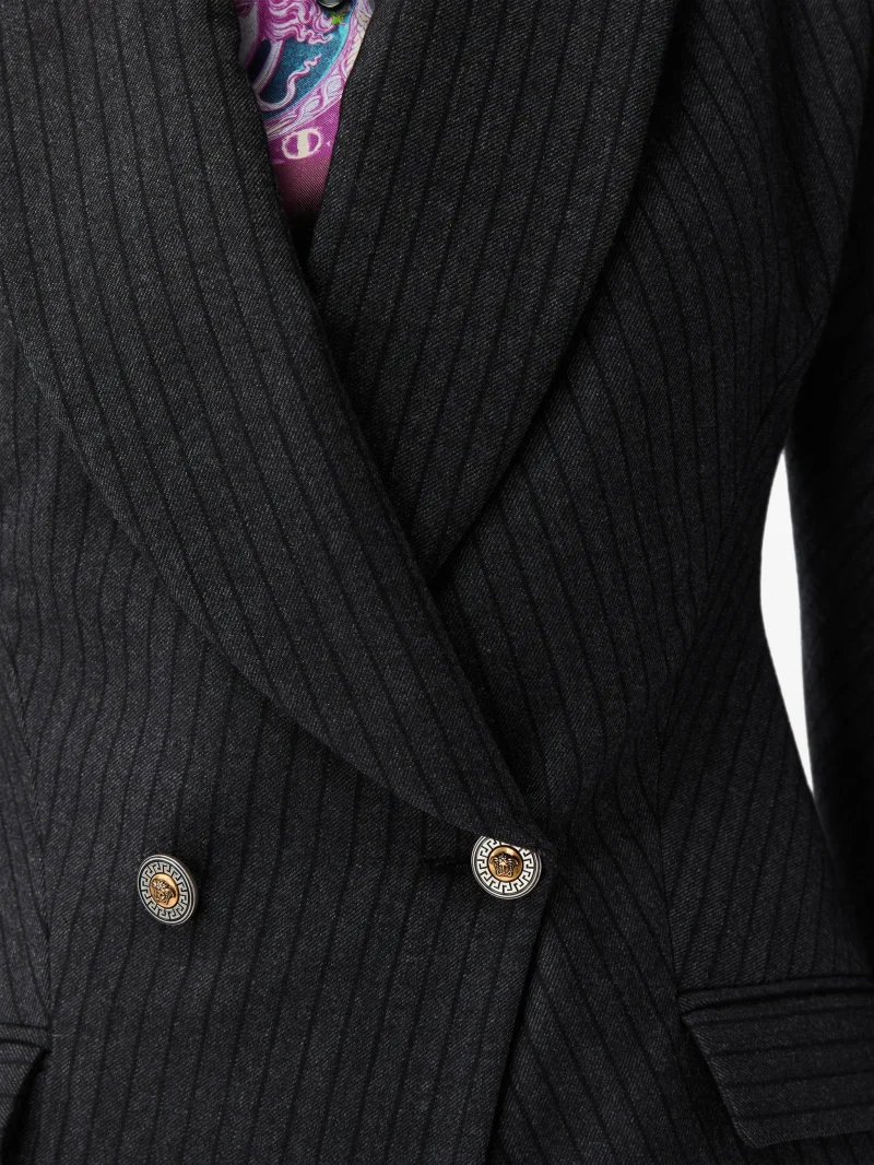 Sacou Versace Pinstripe Wool Twill gri - imagine 4