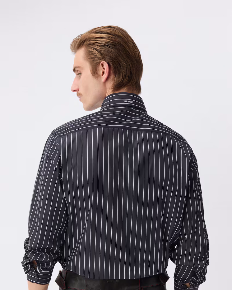 Alternative view of Camasa Versace Striped Poplin gri