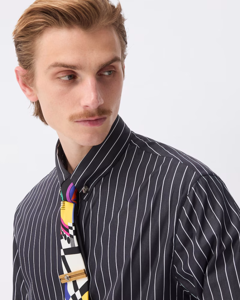 Camasa Versace Striped Poplin gri - imagine 4