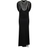 Rochie maxi The Attico Black Viscose-Blend with Rhinestones negru