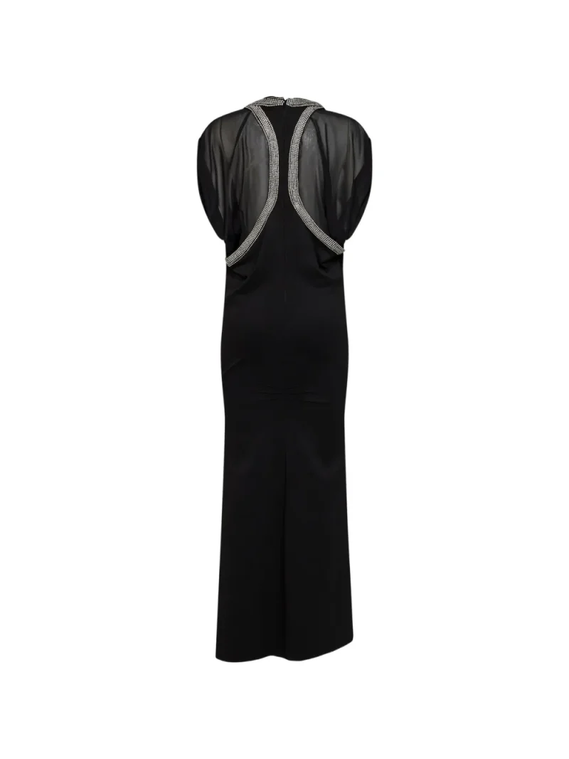 Alternative view of Rochie maxi The Attico Black Viscose-Blend with Rhinestones negru