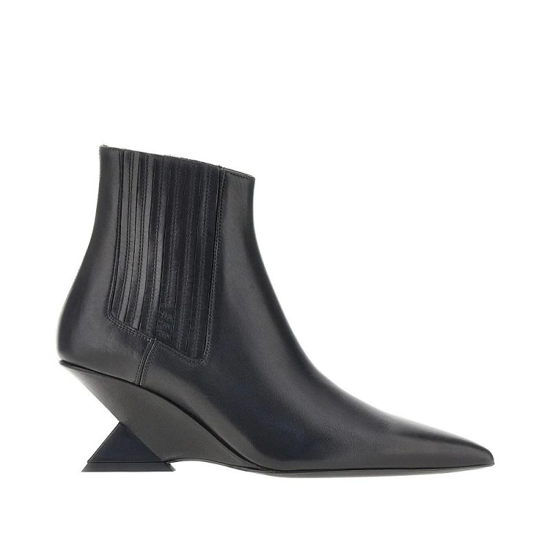 Ghete The Attico Cheope Leather Ankle Boots negru