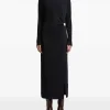 Rochie maxi Peserico Ruched Metallic-Detail bleumarin
