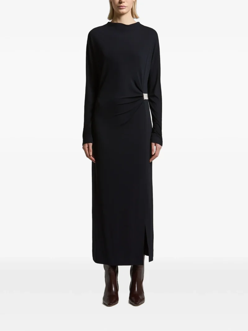 Rochie maxi Peserico Ruched Metallic-Detail bleumarin