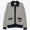 Cardigan Drole de Monsieur Waffle-Knit Logo-Patch bej