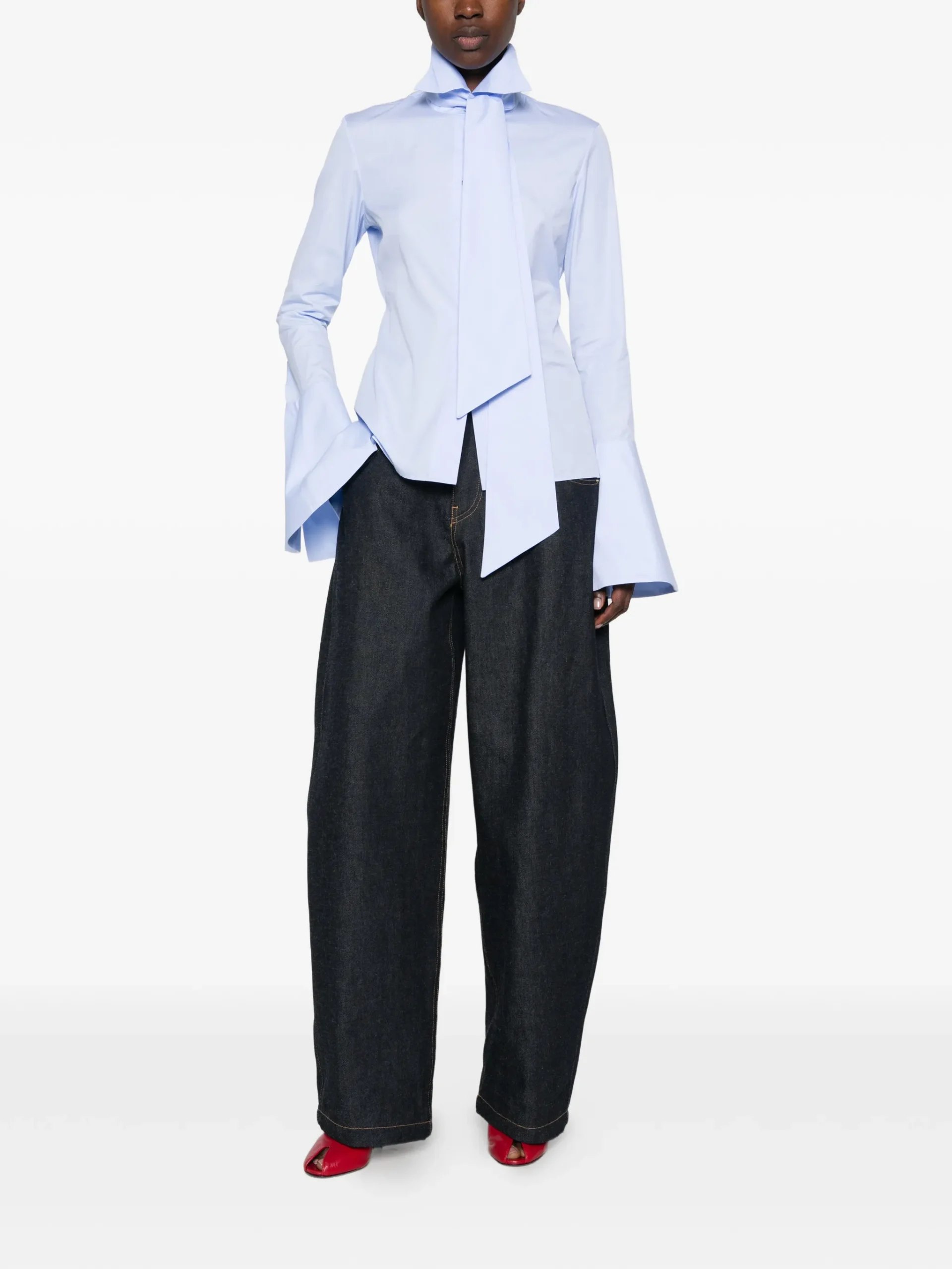 Camasa A.W.A.K.E. Mode High-Collar albastru - imagine 4