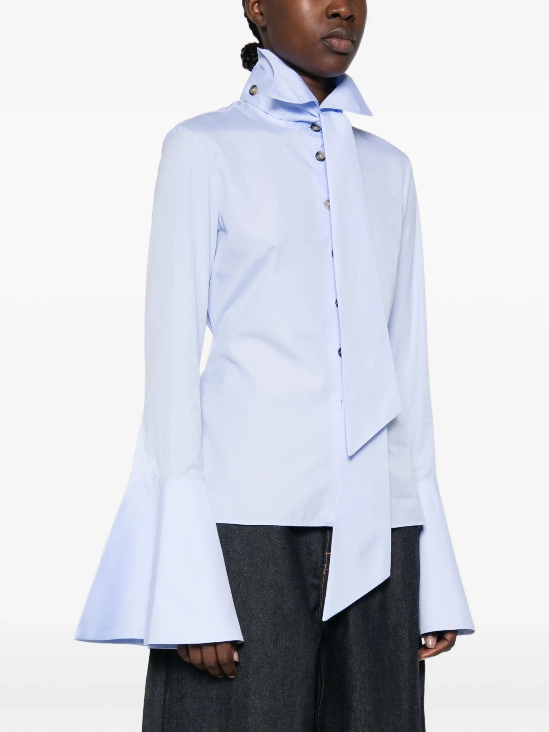 Camasa A.W.A.K.E. Mode High-Collar albastru - imagine 3