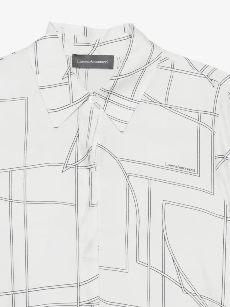 Camasa Lorena Antoniazzi geometric-print alb - imagine 3