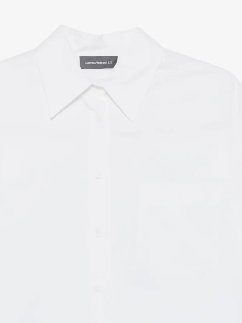Camasa Lorena Antoniazzi stepped-hem button-back alb - imagine 3